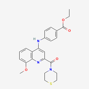Ethyl 4-((8-methoxy-2-(thiomorpholine-4-carbonyl)quinolin-4-yl)amino)benzoate