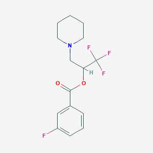 2,2,2-Trifluoro-1-(piperidinomethyl)ethyl 3-fluorobenzenecarboxylate