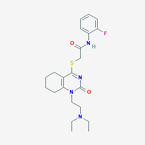 2-((1-(2-(diethylamino)ethyl)-2-oxo-1,2,5,6,7,8-hexahydroquinazolin-4-yl)thio)-N-(2-fluorophenyl)acetamide