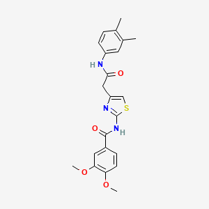 molecular formula C22H23N3O4S B2958893 N-(4-(2-((3,4-dimethylphenyl)amino)-2-oxoethyl)thiazol-2-yl)-3,4-dimethoxybenzamide CAS No. 1005295-10-2
