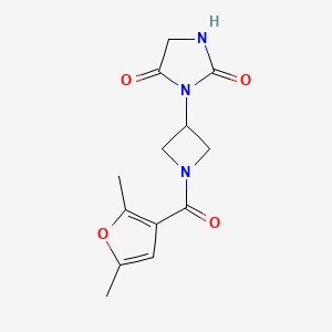 molecular formula C13H15N3O4 B2958895 3-(1-(2,5-Dimethylfuran-3-carbonyl)azetidin-3-yl)imidazolidine-2,4-dione CAS No. 2034495-23-1