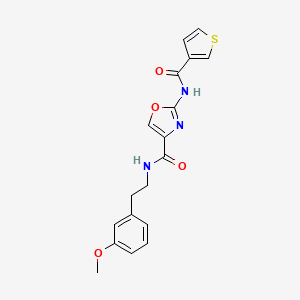 molecular formula C18H17N3O4S B2958904 N-(3-甲氧基苯乙基)-2-(噻吩-3-甲酰胺基)恶唑-4-甲酰胺 CAS No. 1351617-66-7