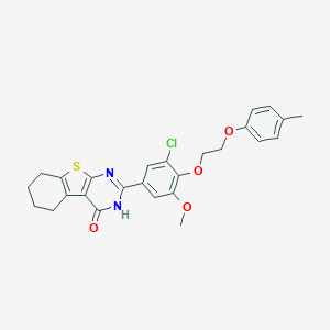 molecular formula C26H25ClN2O4S B295891 2-{3-chloro-5-methoxy-4-[2-(4-methylphenoxy)ethoxy]phenyl}-5,6,7,8-tetrahydro[1]benzothieno[2,3-d]pyrimidin-4(3H)-one 