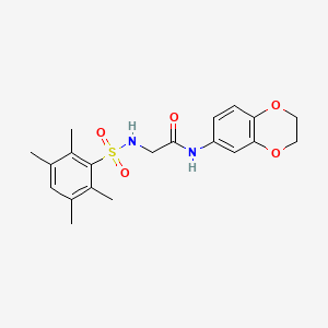 molecular formula C20H24N2O5S B2958911 N-(2,3-dihydro-1,4-benzodioxin-6-yl)-2-[(2,3,5,6-tetramethylphenyl)sulfonylamino]acetamide CAS No. 690644-50-9