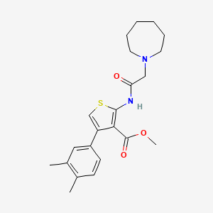 molecular formula C22H28N2O3S B2958912 Methyl 2-[[2-(azepan-1-yl)acetyl]amino]-4-(3,4-dimethylphenyl)thiophene-3-carboxylate CAS No. 670269-85-9