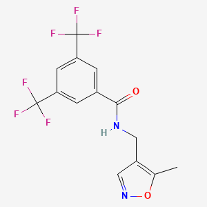 molecular formula C14H10F6N2O2 B2958913 N-((5-methylisoxazol-4-yl)methyl)-3,5-bis(trifluoromethyl)benzamide CAS No. 2034245-43-5