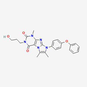 molecular formula C25H25N5O4 B2958918 3-(3-hydroxypropyl)-1,6,7-trimethyl-8-(4-phenoxyphenyl)-1H-imidazo[2,1-f]purine-2,4(3H,8H)-dione CAS No. 896596-02-4