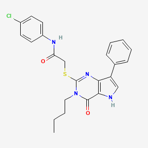 molecular formula C24H23ClN4O2S B2958919 2-((3-butyl-4-oxo-7-phenyl-4,5-dihydro-3H-pyrrolo[3,2-d]pyrimidin-2-yl)thio)-N-(4-chlorophenyl)acetamide CAS No. 1260949-81-2