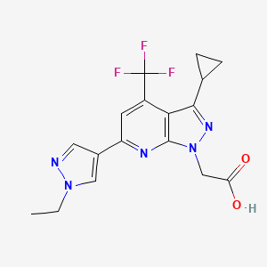 molecular formula C17H16F3N5O2 B2958921 [3-cyclopropyl-6-(1-ethyl-1H-pyrazol-4-yl)-4-(trifluoromethyl)-1H-pyrazolo[3,4-b]pyridin-1-yl]acetic acid CAS No. 1006477-52-6