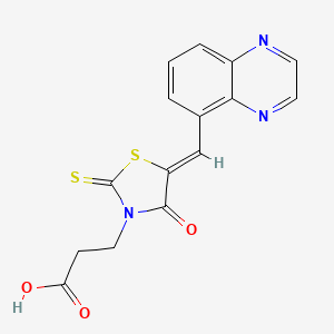 molecular formula C15H11N3O3S2 B2958927 (Z)-3-(4-oxo-5-(quinoxalin-5-ylmethylene)-2-thioxothiazolidin-3-yl)propanoic acid CAS No. 902330-94-3