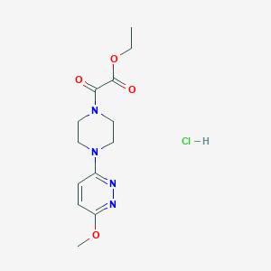 molecular formula C13H19ClN4O4 B2958941 Ethyl 2-(4-(6-methoxypyridazin-3-yl)piperazin-1-yl)-2-oxoacetate hydrochloride CAS No. 1185134-19-3