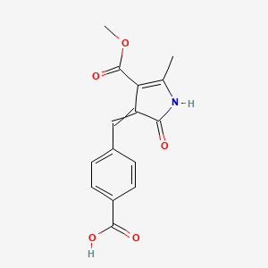 molecular formula C15H13NO5 B2958948 4-[(4-methoxycarbonyl-5-methyl-2-oxo-1H-pyrrol-3-ylidene)methyl]benzoic acid CAS No. 312515-37-0
