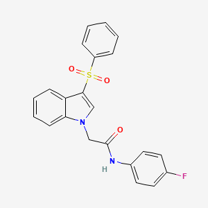 molecular formula C22H17FN2O3S B2958964 N-(4-fluorophenyl)-2-(3-(phenylsulfonyl)-1H-indol-1-yl)acetamide CAS No. 941878-88-2