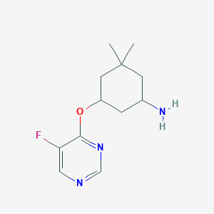 molecular formula C12H18FN3O B2958965 5-(5-Fluoropyrimidin-4-yl)oxy-3,3-dimethylcyclohexan-1-amine CAS No. 2380172-23-4