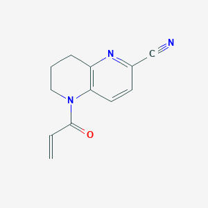 molecular formula C12H11N3O B2958969 5-Prop-2-enoyl-7,8-dihydro-6H-1,5-naphthyridine-2-carbonitrile CAS No. 2361641-96-3