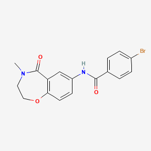 molecular formula C17H15BrN2O3 B2958973 4-bromo-N-(4-methyl-5-oxo-2,3,4,5-tetrahydrobenzo[f][1,4]oxazepin-7-yl)benzamide CAS No. 922054-33-9