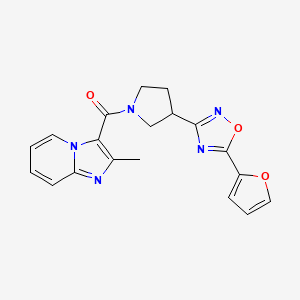 molecular formula C19H17N5O3 B2958974 (3-(5-(呋喃-2-基)-1,2,4-恶二唑-3-基)吡咯烷-1-基)(2-甲基咪唑并[1,2-a]吡啶-3-基)甲苯酮 CAS No. 2034414-72-5