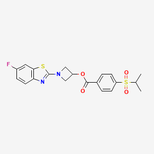 molecular formula C20H19FN2O4S2 B2958990 1-(6-氟苯并[d]噻唑-2-基)氮杂环丁-3-基 4-(异丙磺酰基)苯甲酸酯 CAS No. 1396626-94-0