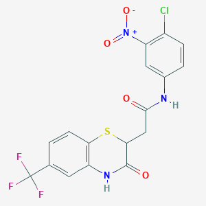 molecular formula C17H11ClF3N3O4S B2958992 N-(4-氯-3-硝基苯基)-2-(3-氧代-6-(三氟甲基)-3,4-二氢-2H-苯并[b][1,4]噻嗪-2-基)乙酰胺 CAS No. 1105246-04-5
