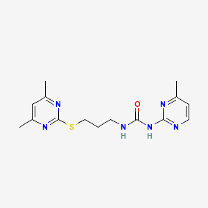 molecular formula C15H20N6OS B2958995 1-(3-((4,6-二甲基嘧啶-2-基)硫代)丙基)-3-(4-甲基嘧啶-2-基)脲 CAS No. 900009-18-9
