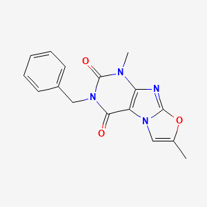 molecular formula C16H14N4O3 B2958997 2-苄基-4,7-二甲基嘌呤[8,7-b][1,3]恶唑-1,3-二酮 CAS No. 899751-22-5
