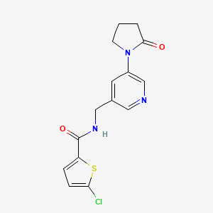 molecular formula C15H14ClN3O2S B2958998 5-氯-N-((5-(2-氧代吡咯烷-1-基)吡啶-3-基)甲基)噻吩-2-甲酰胺 CAS No. 2034585-17-4