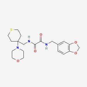 molecular formula C20H27N3O5S B2959007 N-(1,3-Benzodioxol-5-ylmethyl)-N'-[(4-morpholin-4-ylthian-4-yl)methyl]oxamide CAS No. 2380191-42-2