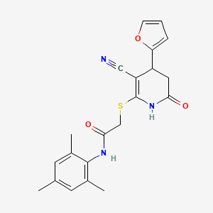 molecular formula C21H21N3O3S B2959012 2-((3-氰基-4-(呋喃-2-基)-6-氧代-1,4,5,6-四氢吡啶-2-基)硫代)-N-间苯二甲酰胺 CAS No. 799771-37-2