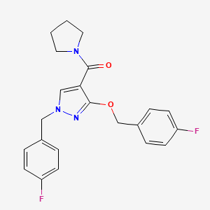 molecular formula C22H21F2N3O2 B2959013 (1-(4-氟苄基)-3-((4-氟苄基)氧基)-1H-吡唑-4-基)(吡咯烷-1-基)甲酮 CAS No. 1014067-39-0