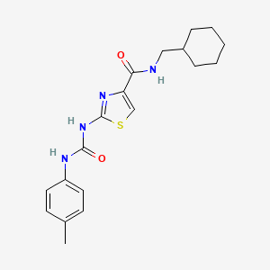 molecular formula C19H24N4O2S B2959016 N-(环己基甲基)-2-(3-(对甲苯基)脲基)噻唑-4-甲酰胺 CAS No. 955660-22-7