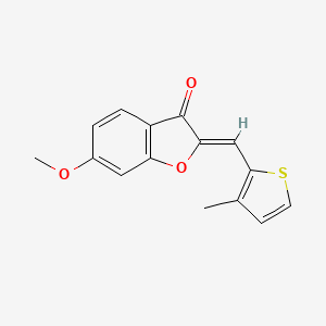 molecular formula C15H12O3S B2959023 (Z)-6-methoxy-2-((3-methylthiophen-2-yl)methylene)benzofuran-3(2H)-one CAS No. 1164536-84-8