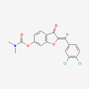 molecular formula C18H13Cl2NO4 B2959024 (Z)-2-(3,4-dichlorobenzylidene)-3-oxo-2,3-dihydrobenzofuran-6-yl dimethylcarbamate CAS No. 622794-04-1
