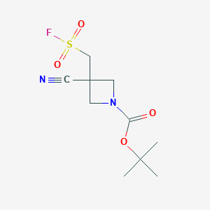 molecular formula C10H15FN2O4S B2959027 Tert-butyl 3-cyano-3-(fluorosulfonylmethyl)azetidine-1-carboxylate CAS No. 2287299-56-1