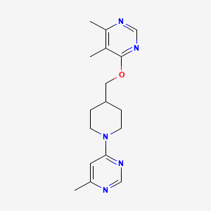 molecular formula C17H23N5O B2959031 4,5-Dimethyl-6-((1-(6-methylpyrimidin-4-yl)piperidin-4-yl)methoxy)pyrimidine CAS No. 2320605-13-6