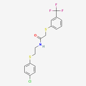 N-{2-[(4-chlorophenyl)sulfanyl]ethyl}-2-{[3-(trifluoromethyl)phenyl]sulfanyl}acetamide