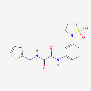 molecular formula C17H19N3O4S2 B2959038 N1-(5-(1,1-dioxidoisothiazolidin-2-yl)-2-methylphenyl)-N2-(thiophen-2-ylmethyl)oxalamide CAS No. 1105215-40-4