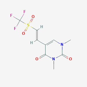 molecular formula C9H9F3N2O4S B2959048 1,3-Dimethyl-5-[(E)-2-(trifluoromethylsulfonyl)ethenyl]pyrimidine-2,4-dione CAS No. 2249692-14-4
