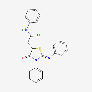 molecular formula C23H19N3O2S B2959079 2-[(2Z)-4-oxo-3-phenyl-2-(phenylimino)-1,3-thiazolidin-5-yl]-N-phenylacetamide CAS No. 308294-70-4