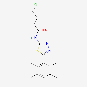 molecular formula C16H20ClN3OS B2959092 4-chloro-N-[5-(2,3,5,6-tetramethylphenyl)-1,3,4-thiadiazol-2-yl]butanamide CAS No. 391866-22-1