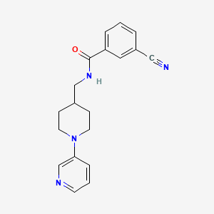 molecular formula C19H20N4O B2959098 3-cyano-N-((1-(pyridin-3-yl)piperidin-4-yl)methyl)benzamide CAS No. 2034283-21-9