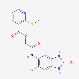 [(6-bromo-2-oxo-2,3-dihydro-1H-1,3-benzodiazol-5-yl)carbamoyl]methyl 2-(methylsulfanyl)pyridine-3-carboxylate