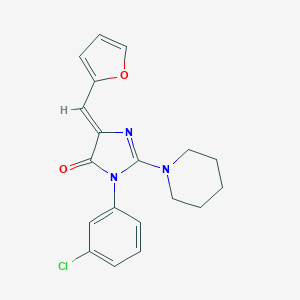 molecular formula C19H18ClN3O2 B295910 3-(3-chlorophenyl)-5-(2-furylmethylene)-2-(1-piperidinyl)-3,5-dihydro-4H-imidazol-4-one 