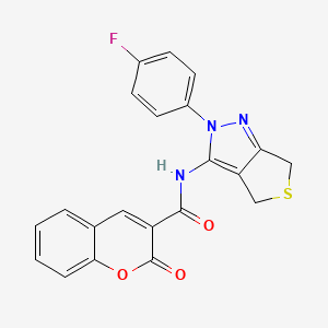 molecular formula C21H14FN3O3S B2959107 N-(2-(4-fluorophenyl)-4,6-dihydro-2H-thieno[3,4-c]pyrazol-3-yl)-2-oxo-2H-chromene-3-carboxamide CAS No. 450343-47-2