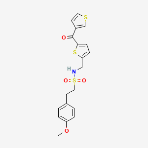 molecular formula C19H19NO4S3 B2959114 2-(4-methoxyphenyl)-N-((5-(thiophene-3-carbonyl)thiophen-2-yl)methyl)ethanesulfonamide CAS No. 1797964-80-7