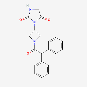 molecular formula C20H19N3O3 B2959116 3-(1-(2,2-二苯乙酰)氮杂环丁-3-基)咪唑烷-2,4-二酮 CAS No. 2034364-60-6