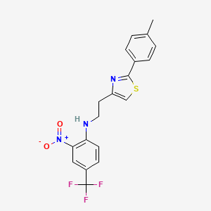 molecular formula C19H16F3N3O2S B2959128 N-{2-[2-(4-methylphenyl)-1,3-thiazol-4-yl]ethyl}-2-nitro-4-(trifluoromethyl)aniline CAS No. 861207-43-4