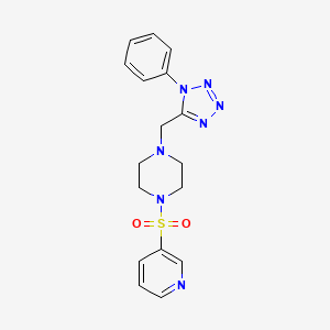 molecular formula C17H19N7O2S B2959132 1-((1-phenyl-1H-tetrazol-5-yl)methyl)-4-(pyridin-3-ylsulfonyl)piperazine CAS No. 1040679-76-2