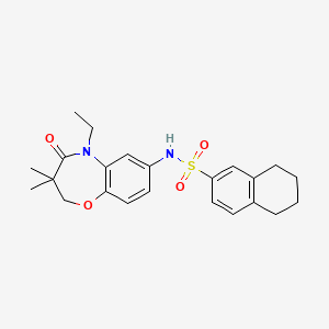 molecular formula C23H28N2O4S B2959134 N-(5-ethyl-3,3-dimethyl-4-oxo-2,3,4,5-tetrahydrobenzo[b][1,4]oxazepin-7-yl)-5,6,7,8-tetrahydronaphthalene-2-sulfonamide CAS No. 922103-63-7