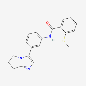 molecular formula C20H19N3OS B2959135 N-(3-(6,7-dihydro-5H-pyrrolo[1,2-a]imidazol-3-yl)phenyl)-2-(methylthio)benzamide CAS No. 1396852-08-6