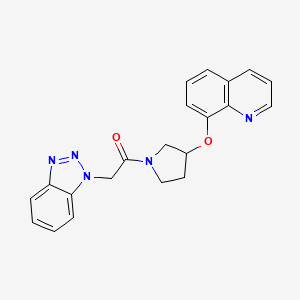 molecular formula C21H19N5O2 B2959137 2-(1H-苯并[d][1,2,3]三唑-1-基)-1-(3-(喹啉-8-氧基)吡咯烷-1-基)乙酮 CAS No. 1903160-84-8